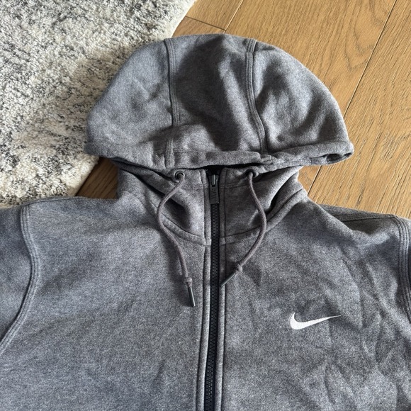 Vintage Nike Zip Up Hoodie Mens M Grey Swoosh Logo Blue Tag Y2K 00s Sweatshirt - Picture 2 of 6